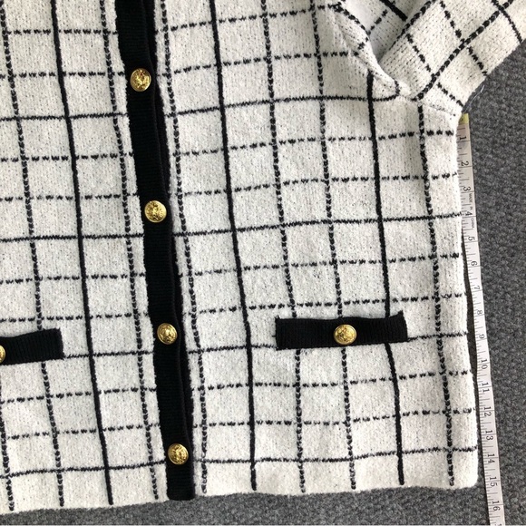 Ella Rafaella size 2X windowpane plaid button up cardigan - Picture 6 of 14